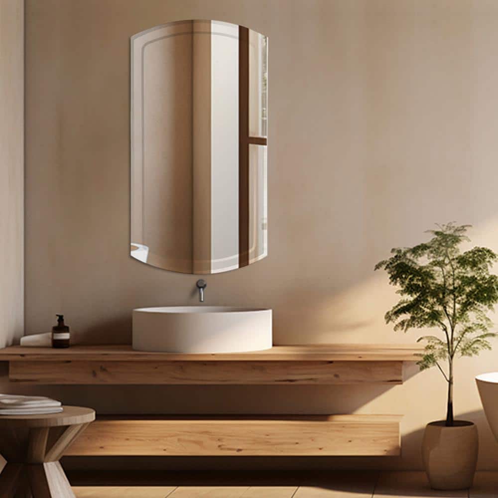 Deco Mirror 16 in. W x 30 in. H x 4-1/2 in. D Frameless Recessed V-Groove Beveled Eclipse Bathroom Medicine Cabinet