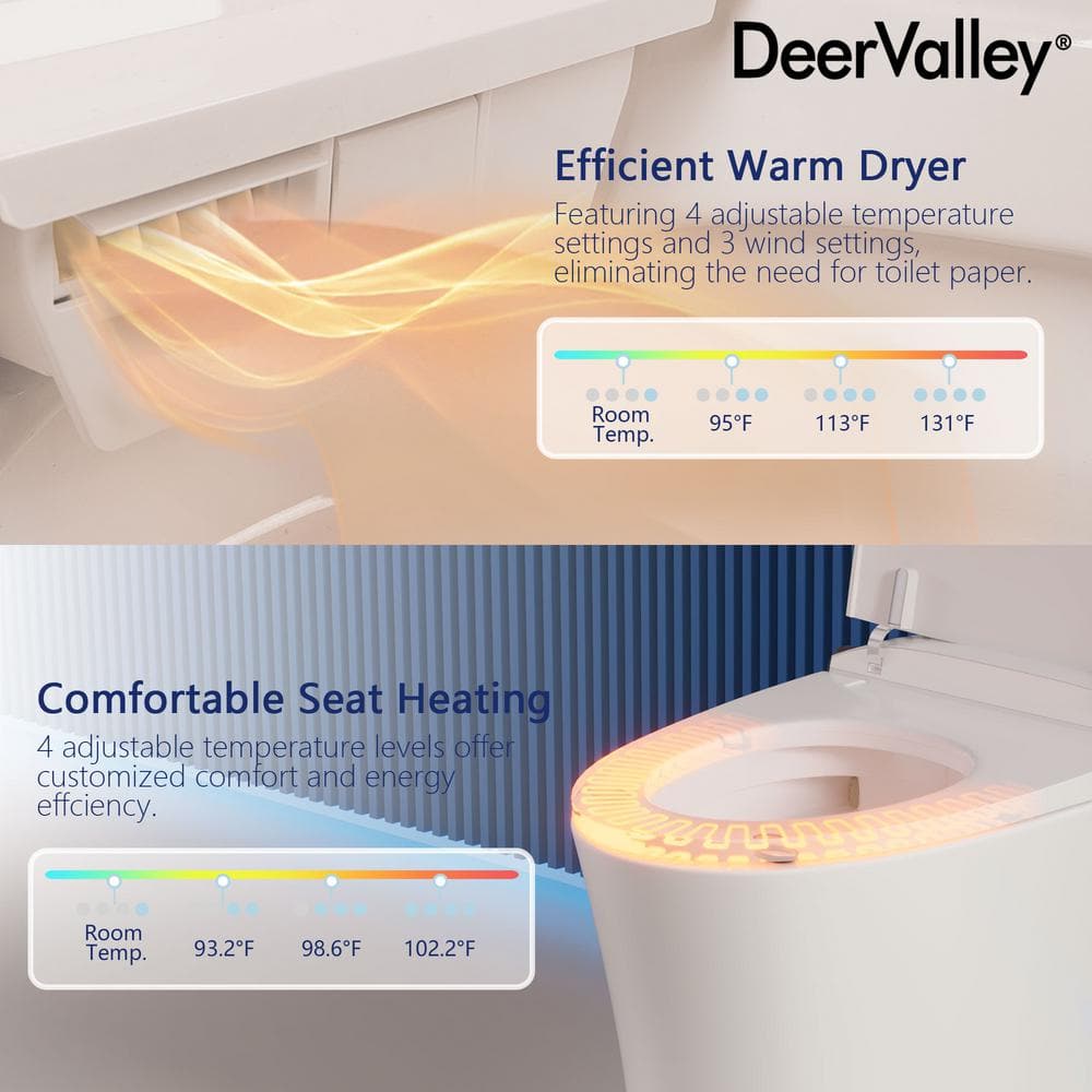DEERVALLEY Smart Toilet & Bidet Combo with Remote and Auto Flush
