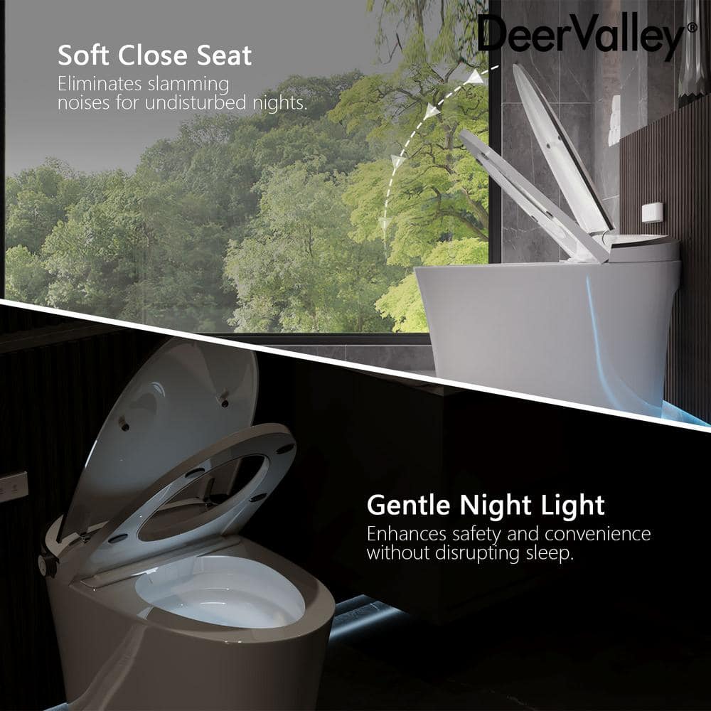 DEERVALLEY 1.28 GPF Smart Toilet Bidet with Heated Seat & UV Sterilization