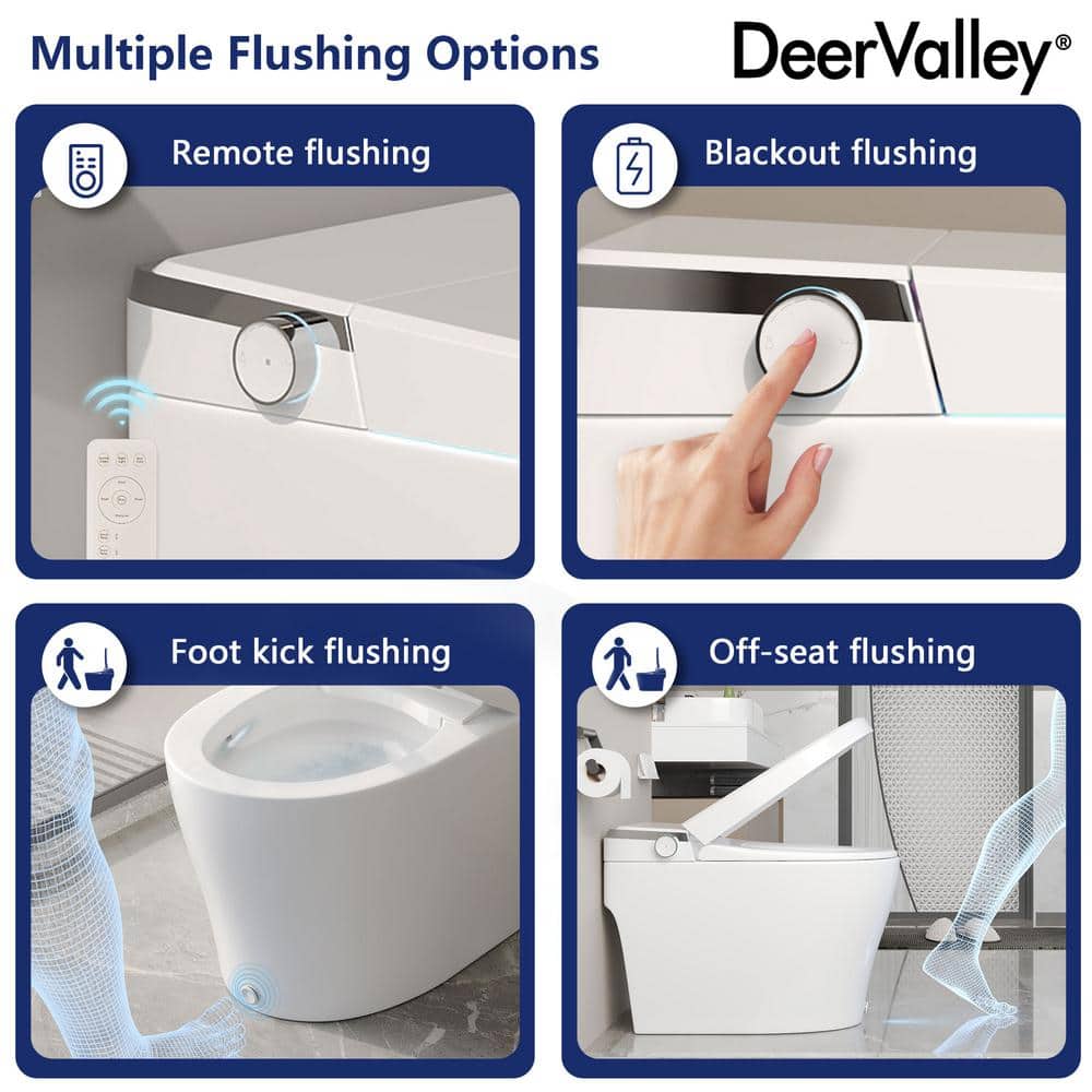 DEERVALLEY Elongated Smart Toilet with Bidet, Heated Seat, and Remote Control
