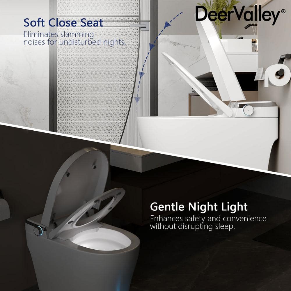 DEERVALLEY Elongated Smart Toilet with Bidet, Heated Seat, and Remote Control