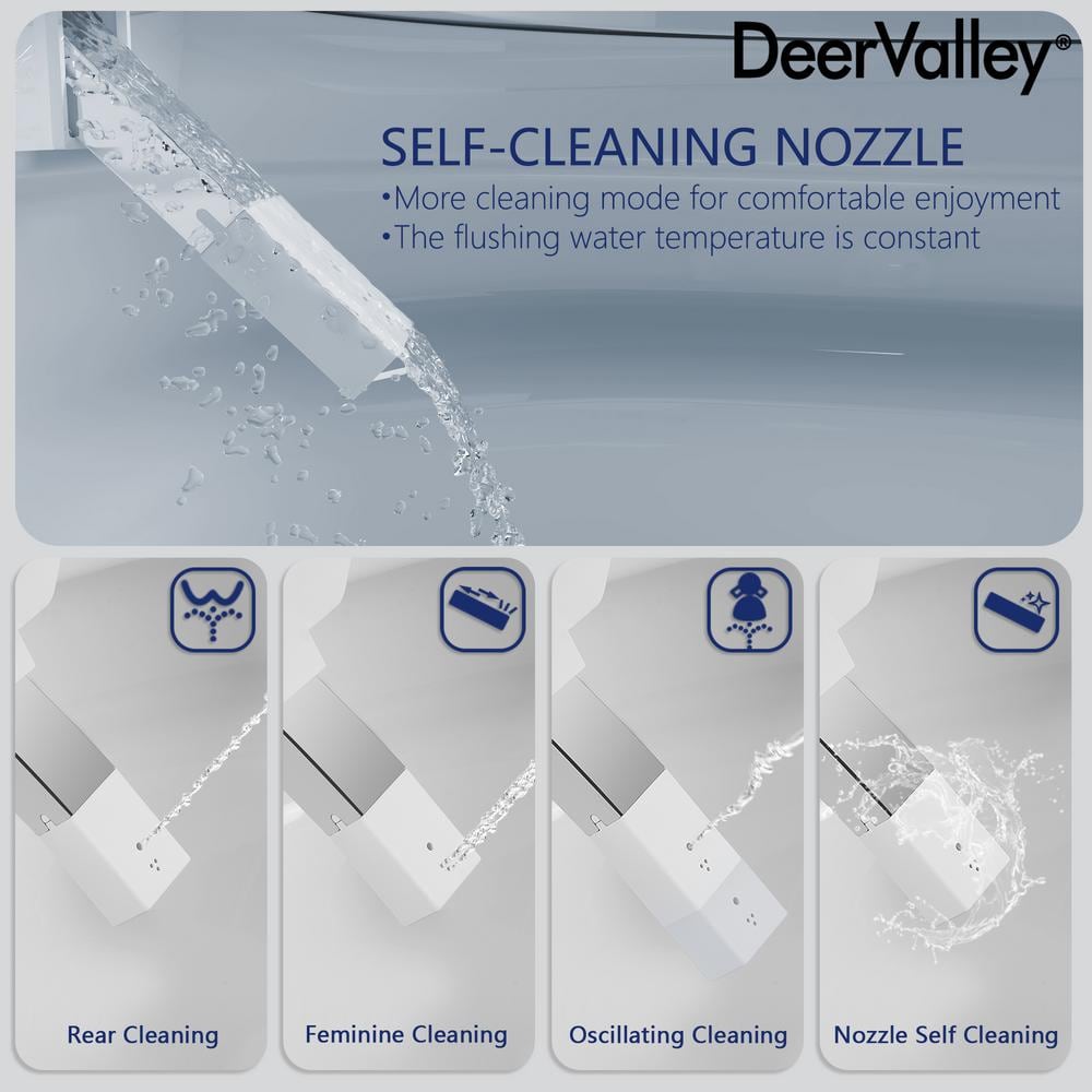 DEERVALLEY Elongated Smart Toilet Bidet with Remote and Heated Seat - White