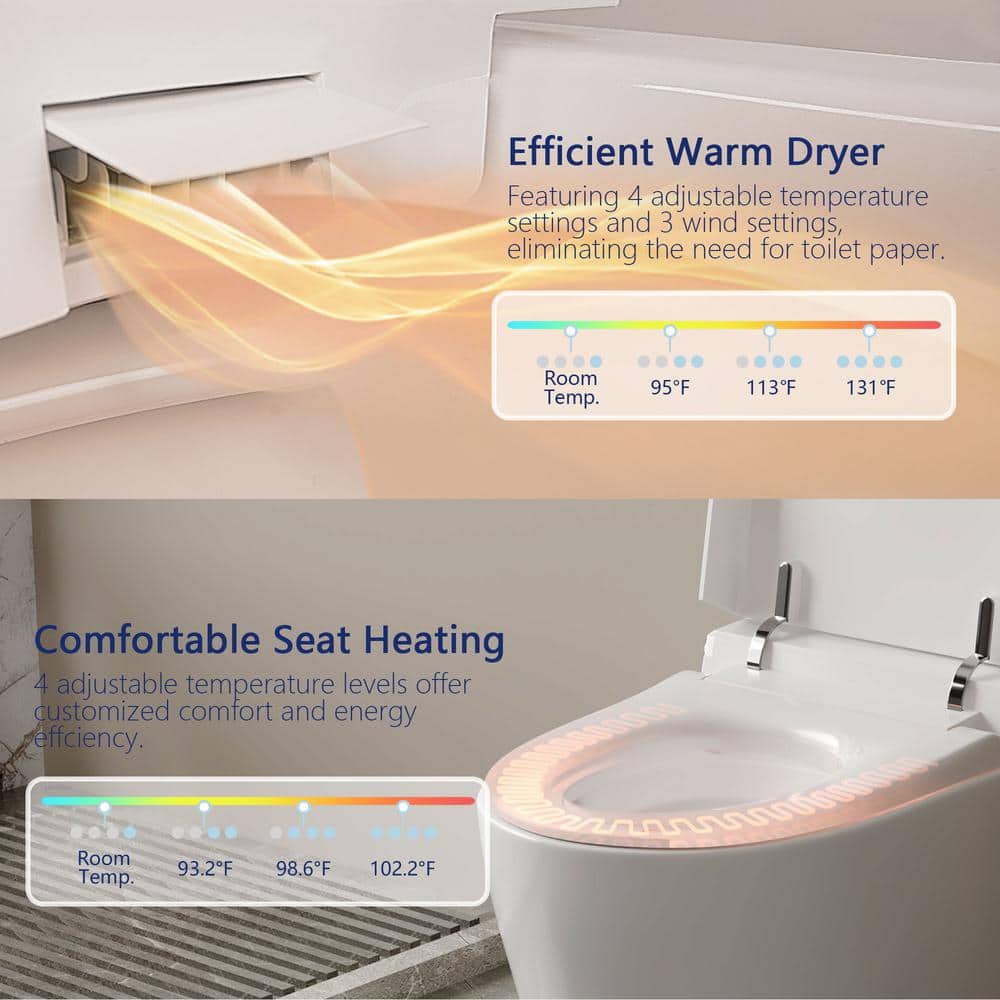 DEERVALLEY Elongated Smart Toilet with Bidet, Heated Seat, and Remote Control