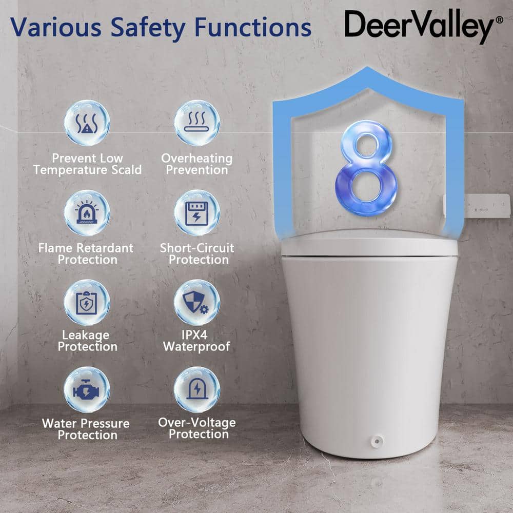 DEERVALLEY Elongated Smart Toilet Bidet with Auto Flush, Warm Water & Air Dryer