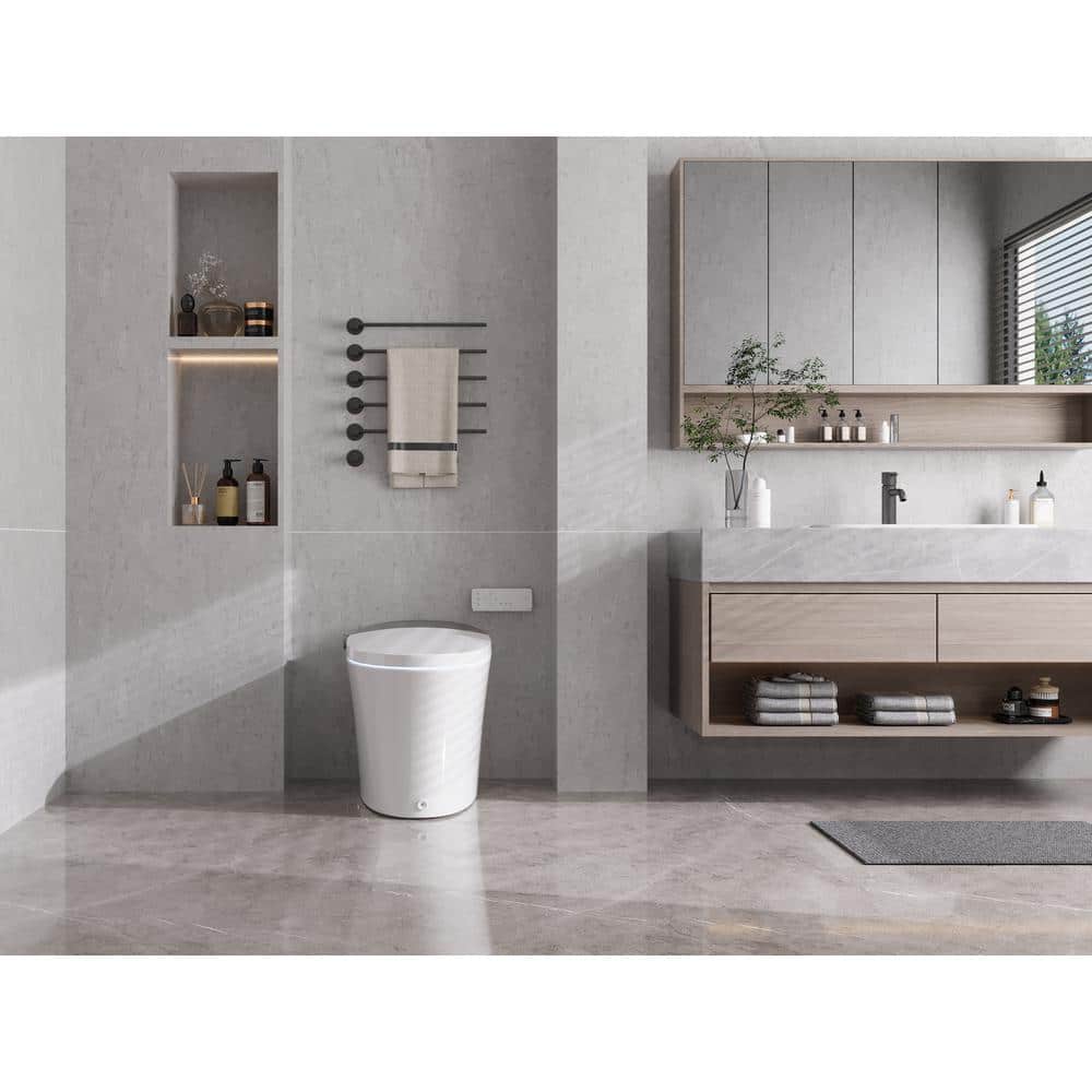 DEERVALLEY Elongated Smart Toilet Bidet with Auto Flush, Warm Water & Air Dryer