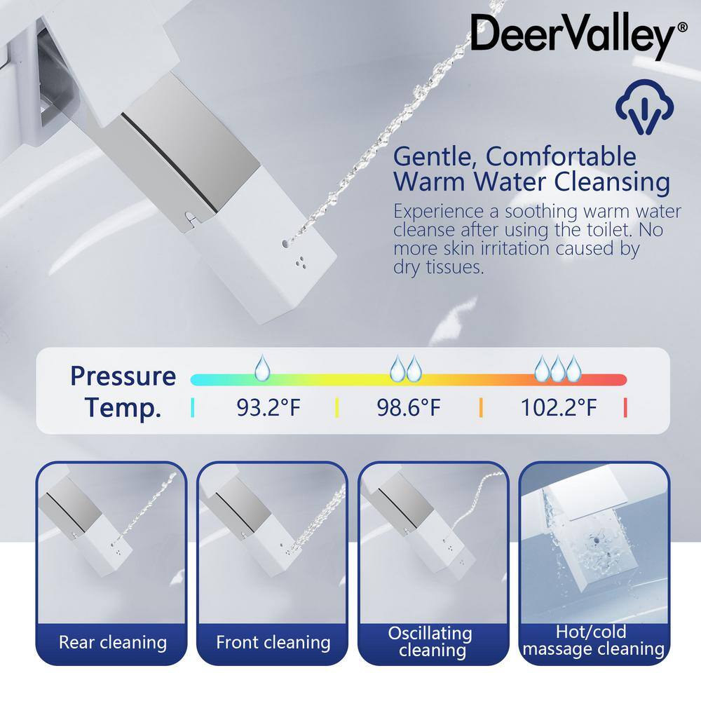 DEERVALLEY 1.28 GPF Elongated Smart Toilet Bidet with Auto Features and UV Sterilization