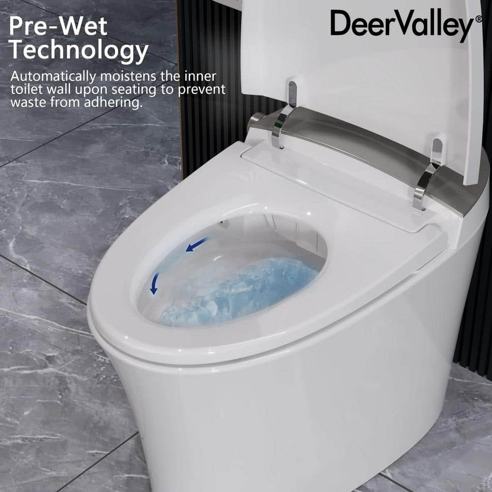 DEERVALLEY 1.28 GPF Elongated Smart Toilet Bidet with Auto Features and UV Sterilization