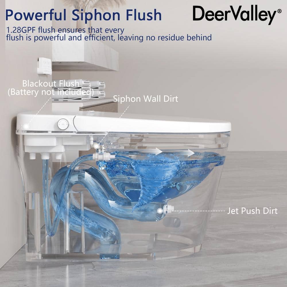 DEERVALLEY Tankless Elongated Smart Toilet Bidet with Auto Flush & Heated Seat