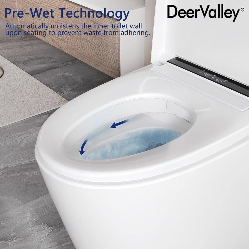 DEERVALLEY Tankless Elongated Smart Toilet Bidet with Auto Flush & Heated Seat