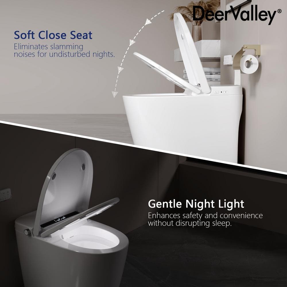 DEERVALLEY Tankless Elongated Smart Toilet Bidet with Auto Flush & Heated Seat
