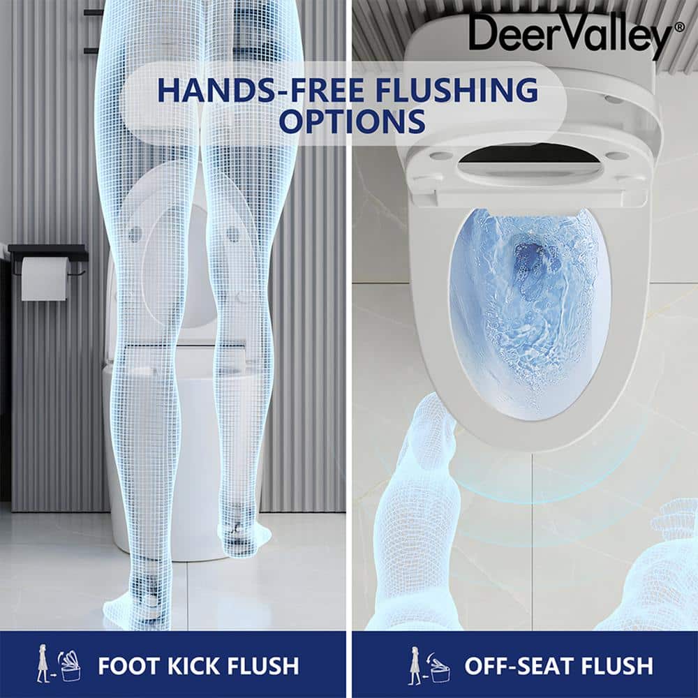 DEERVALLEY 1-Piece 1.28 GPF Toilet with Heated Seat and Auto Flush