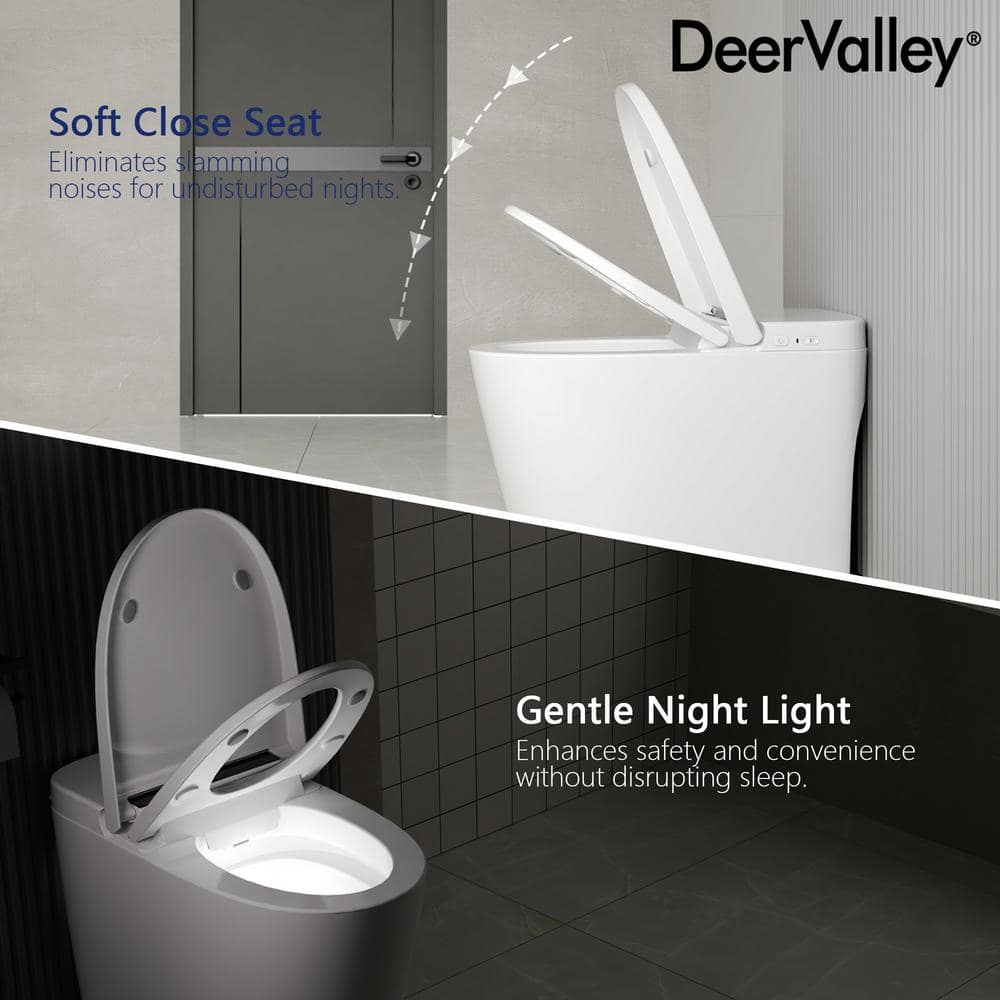 DEERVALLEY 1-Piece 1.28 GPF Toilet with Heated Seat and Auto Flush