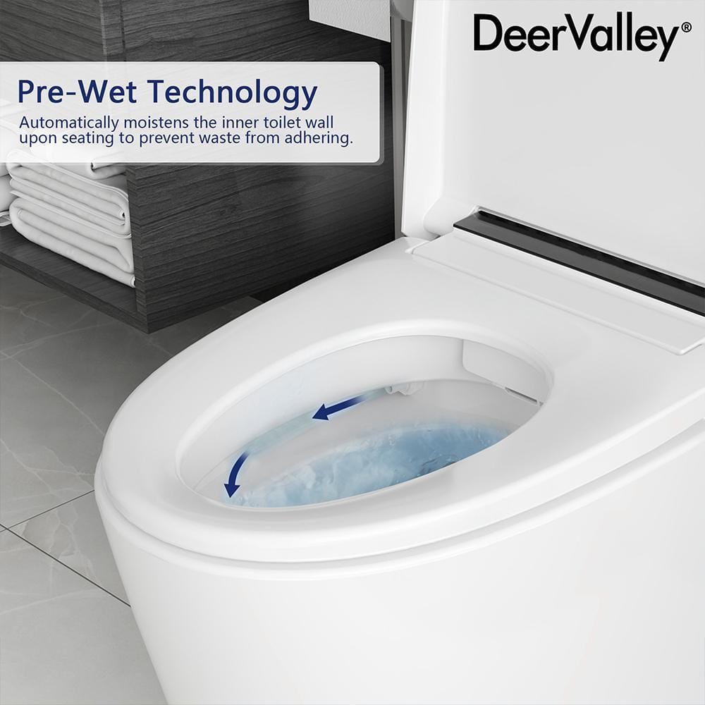 DEERVALLEY 1-Piece 1.28 GPF Toilet with Heated Seat and Auto Flush