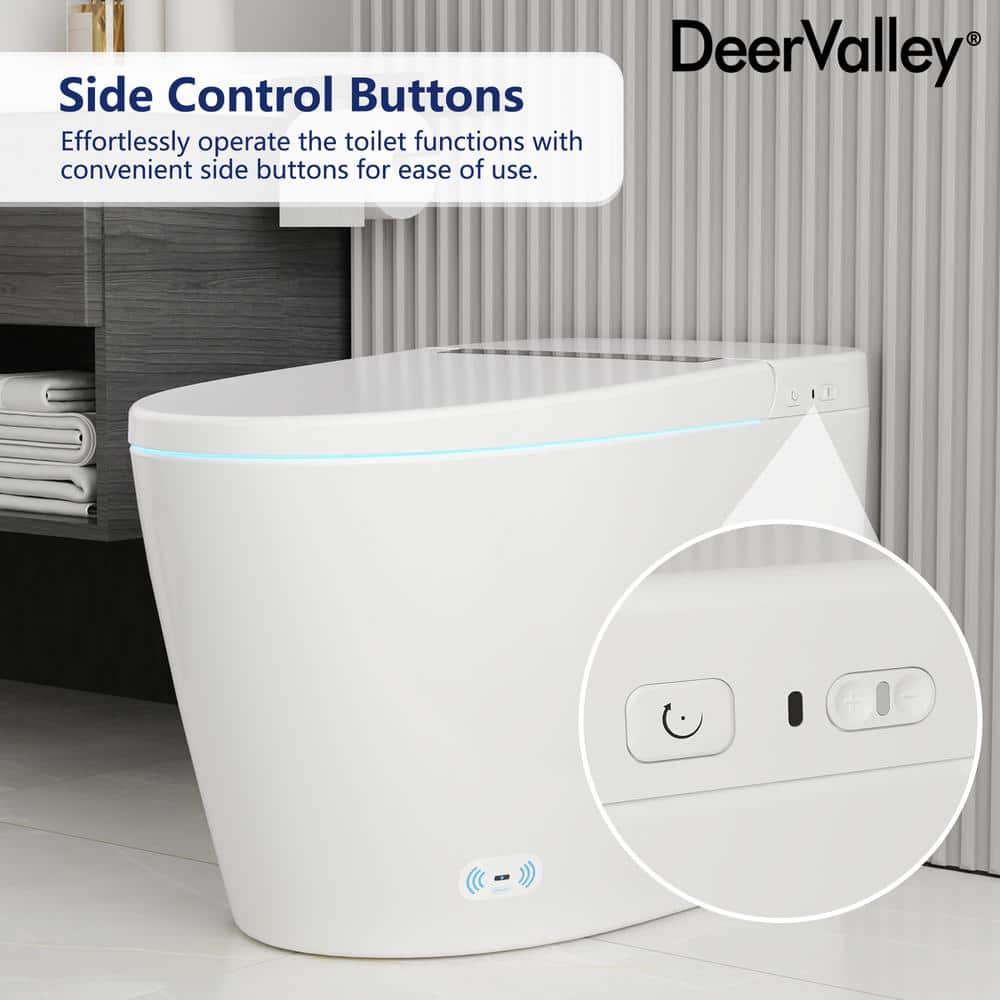 DEERVALLEY 1-Piece 1.28 GPF Toilet with Heated Seat and Auto Flush