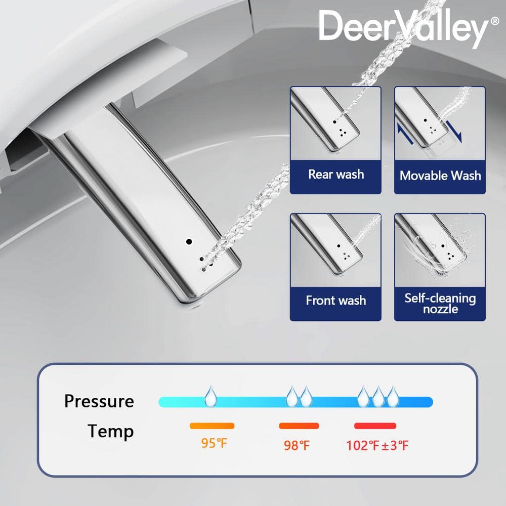 DEERVALLEY Smart Bidet Toilet with Auto Open/Flush, Warm Water, Air Dryer - DV-1S0159-V3