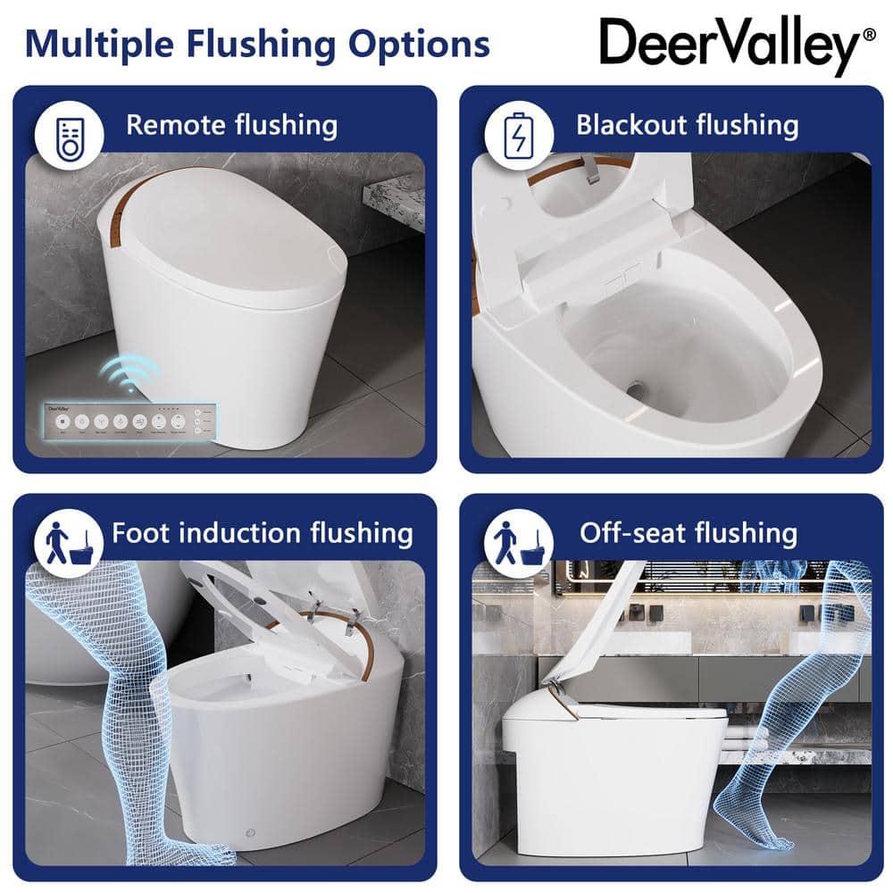 DEERVALLEY Tankless Smart Toilet Bidet with Auto Flush and Warm Water Dryer