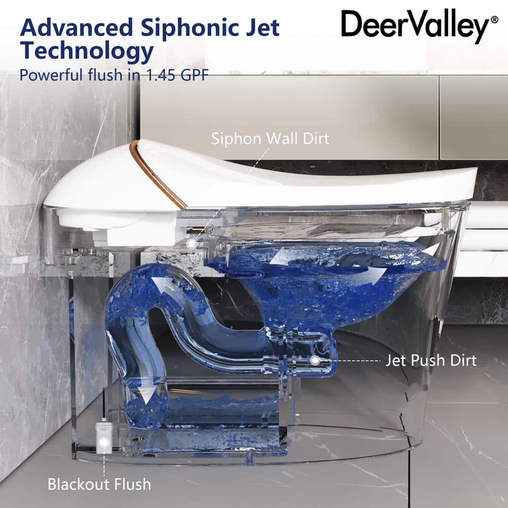DEERVALLEY Tankless Smart Toilet Bidet with Auto Flush and Warm Water Dryer