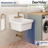 DEERVALLEY 10 Gallon Ceramic Wall Mount Laundry Utility Sink with Basket Strainer