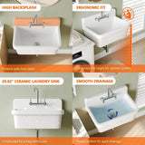 DEERVALLEY 30 in. Wall Mount Laundry/Utility Sink, White Single Bowl