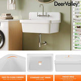 DEERVALLEY 30 in. Wall Mount Laundry/Utility Sink, White Single Bowl