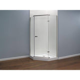 Delta 38 in. x 72 in. Semi-Frameless Pivot Door in Stainless with 38 in. x 38 in. Neo Angle Corner Shower Base in White