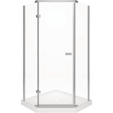 Delta 38 in. x 72 in. Semi-Frameless Pivot Door in Stainless with 38 in. x 38 in. Neo Angle Corner Shower Base in White