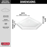 Delta 38-1/2 in. x 38-1/2 in. Neo-Angle Single Threshold Corner Shower Base in White