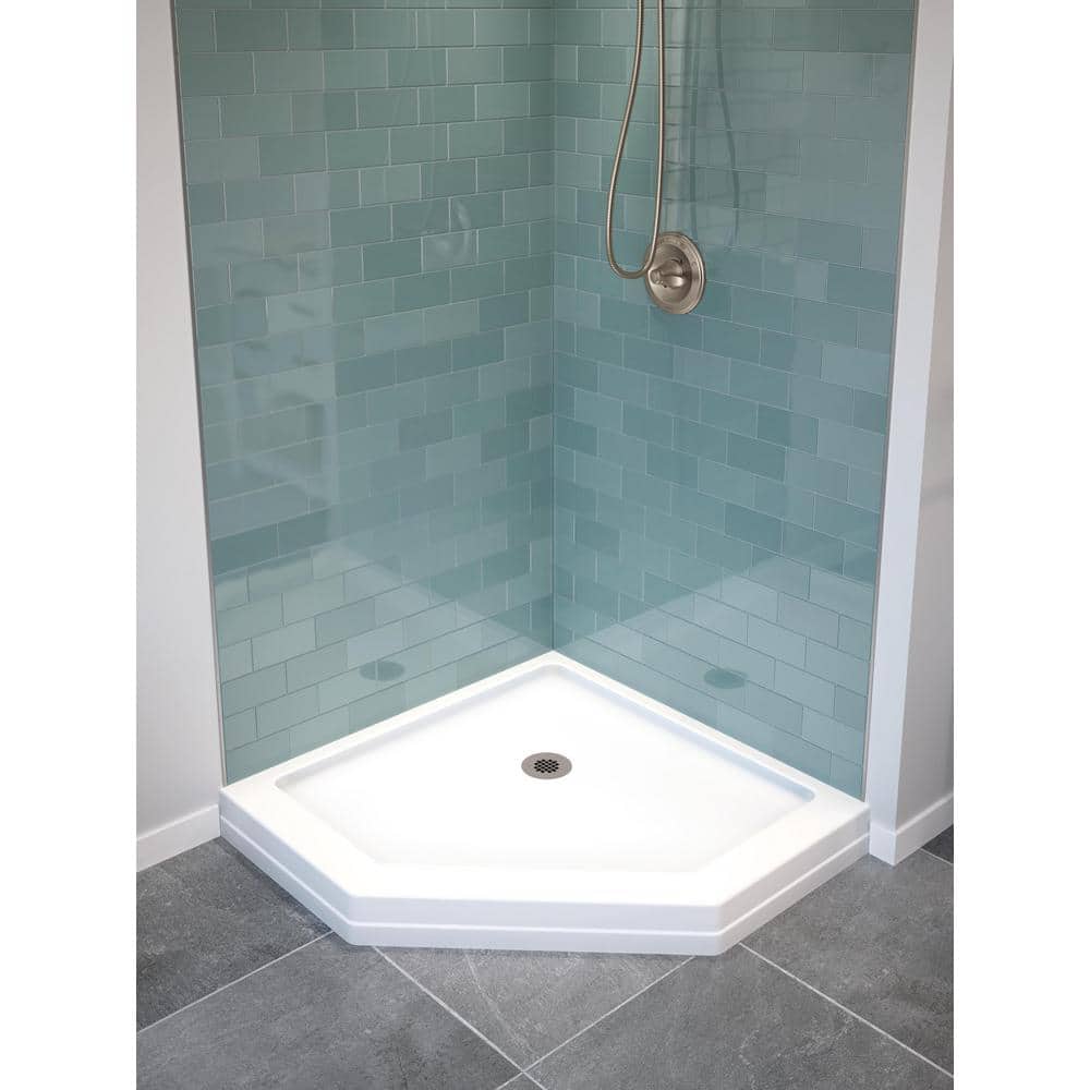 Delta 38-1/2 in. x 38-1/2 in. Neo-Angle Single Threshold Corner Shower Base in White