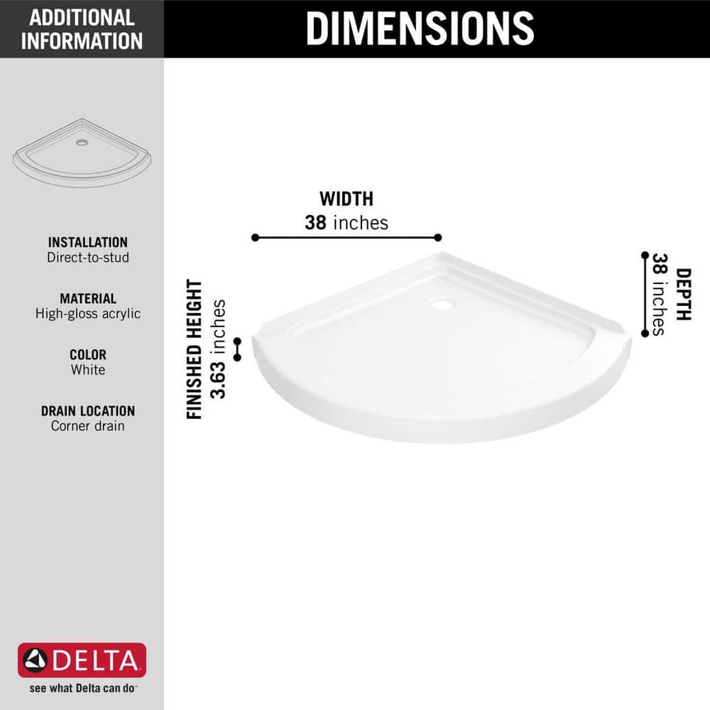 Delta 46 in. x 38 in. Single Threshold Corner Shower Base in White