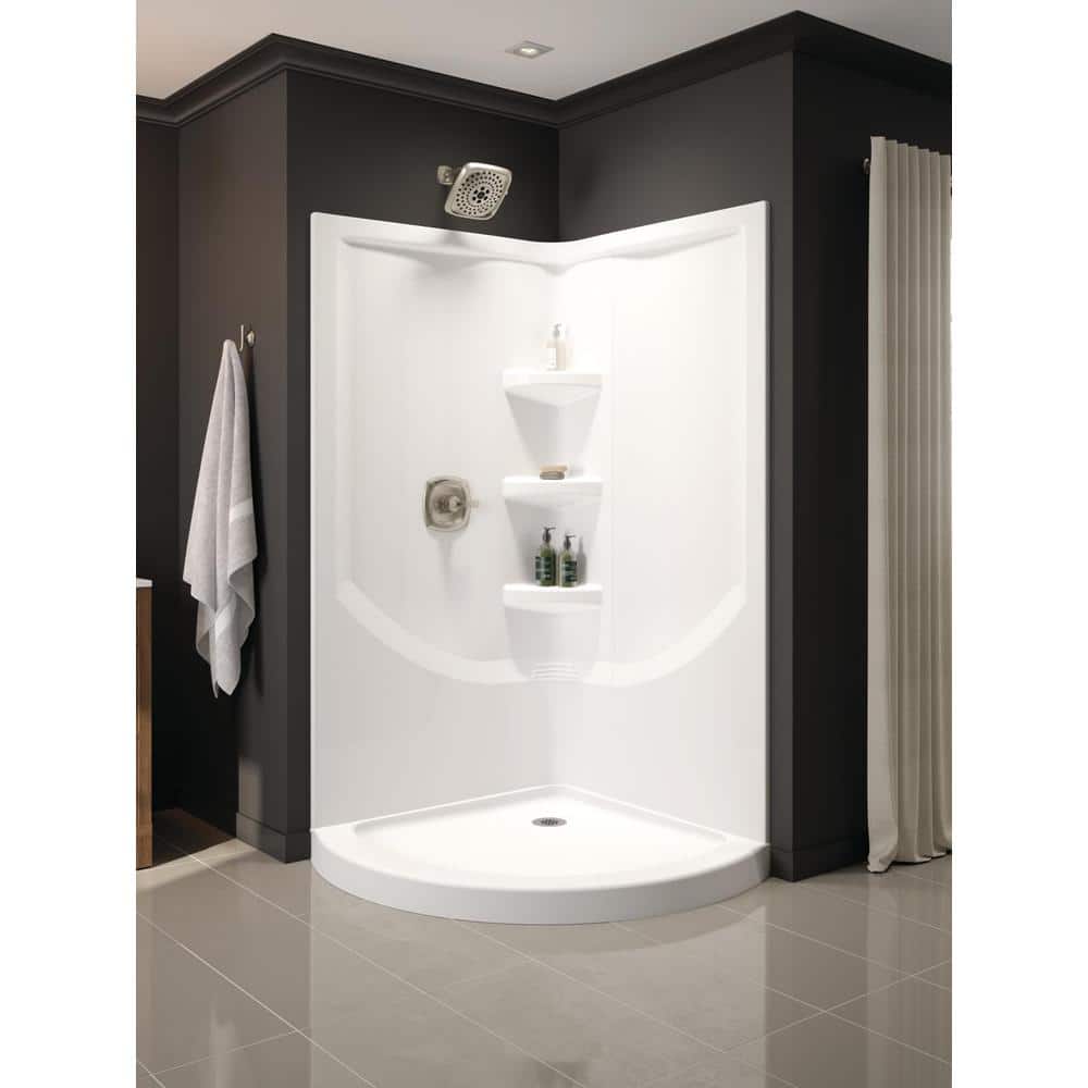 Delta 46 in. x 38 in. Single Threshold Corner Shower Base in White