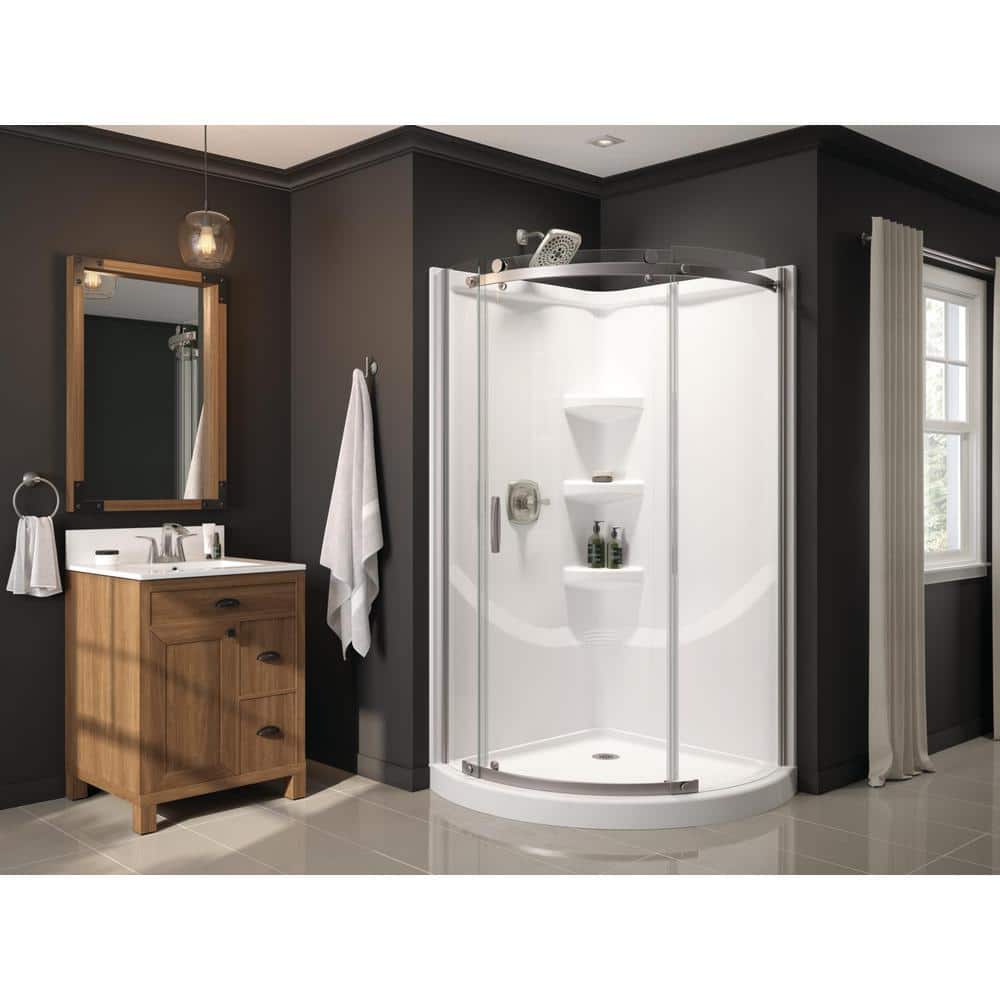 Delta 46 in. x 38 in. Single Threshold Corner Shower Base in White