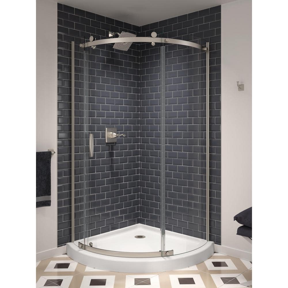 Delta 46 in. x 38 in. Single Threshold Corner Shower Base in White