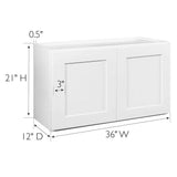 Design House Brookings Plywood Assembled Shaker 36x21x12 in. 2-Door Bridge Wall Kitchen Cabinet in White