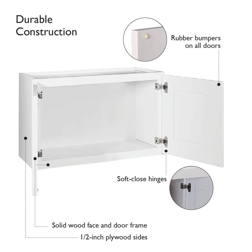 Design House Brookings Plywood Assembled Shaker 36x21x12 in. 2-Door Bridge Wall Kitchen Cabinet in White
