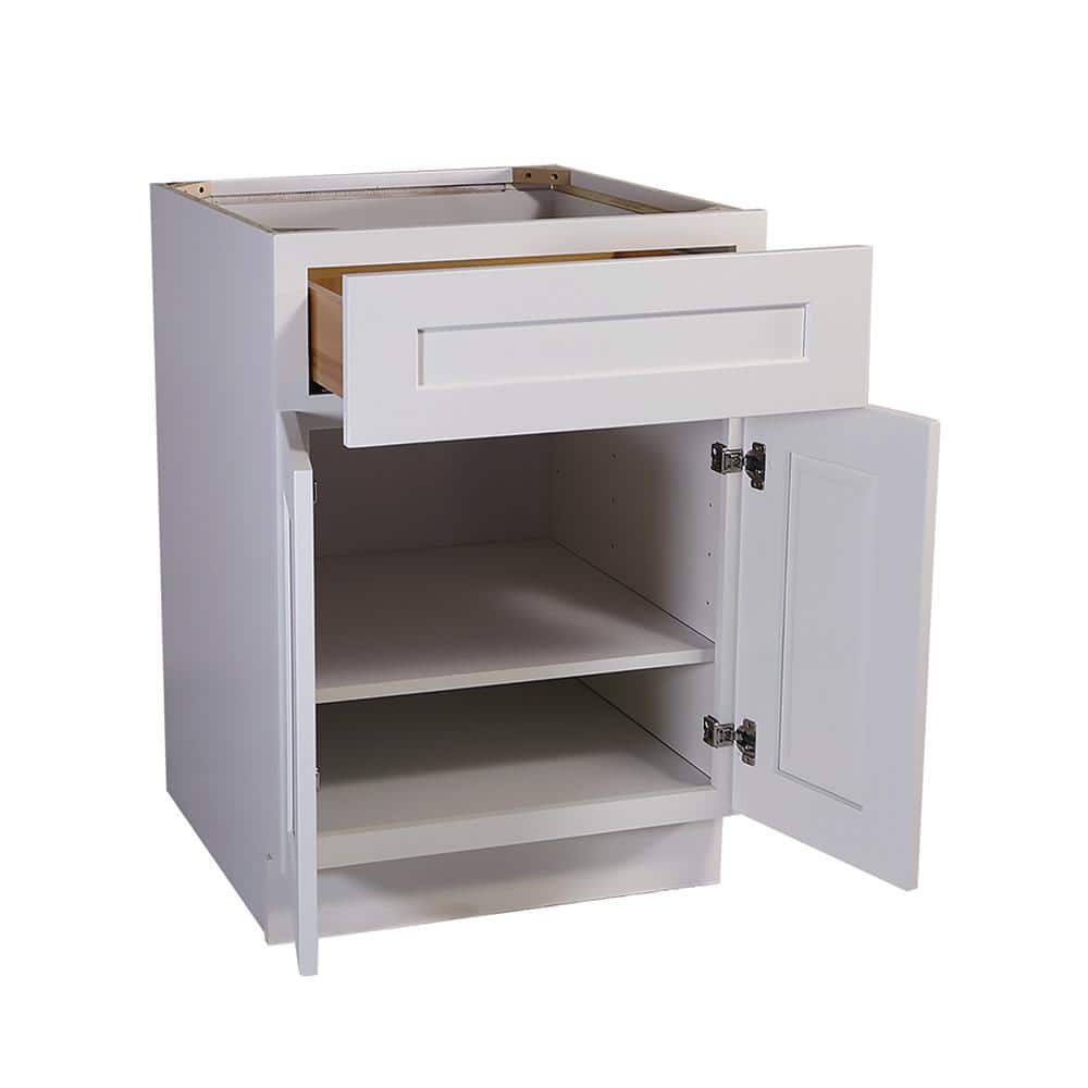 Design House Brookings Shaker 24in.Wx 24in.Dx 34.5in.H Solid Wood Assembled Base Kitchen Cabinet in Painted White w\ Soft Close Doors
