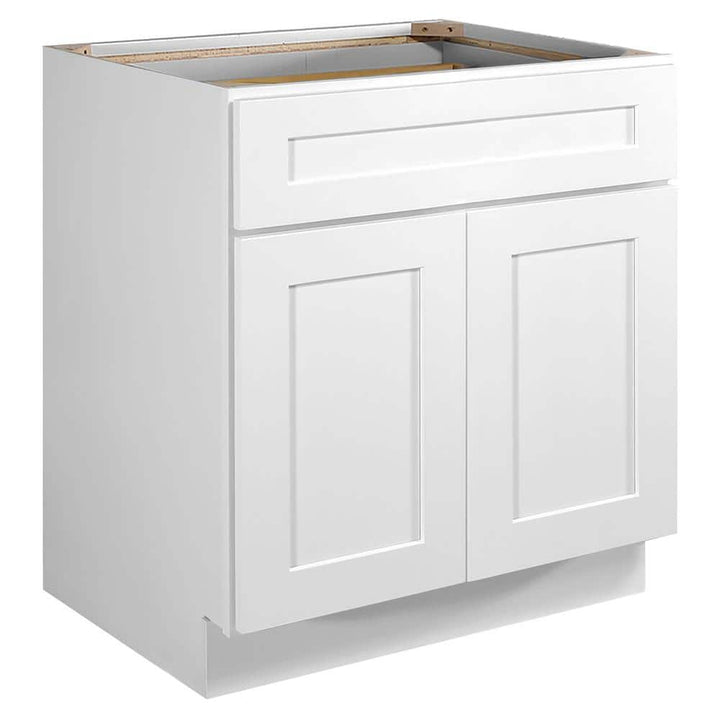 Design House Brookings Solid Wood Assembled Shaker 30 in. x 34.5 in. x 24 in. 2 Door 1 Drawer Base Kitchen Cabinet B30 in White