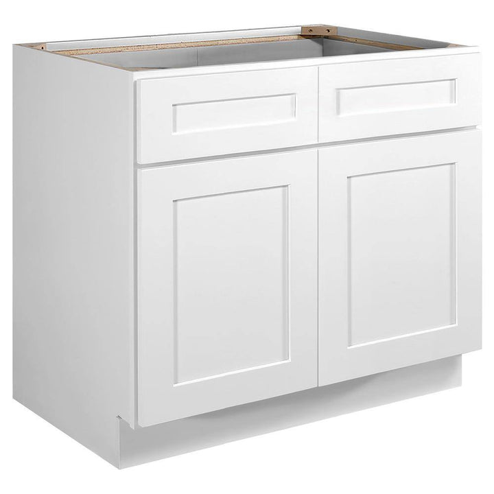 Design House Brookings Solid Wood Assembled Shaker 36 in. x 34.5 in. x 24 in. 2 Door 2 Drawer Base Kitchen Cabinet B36 in White
