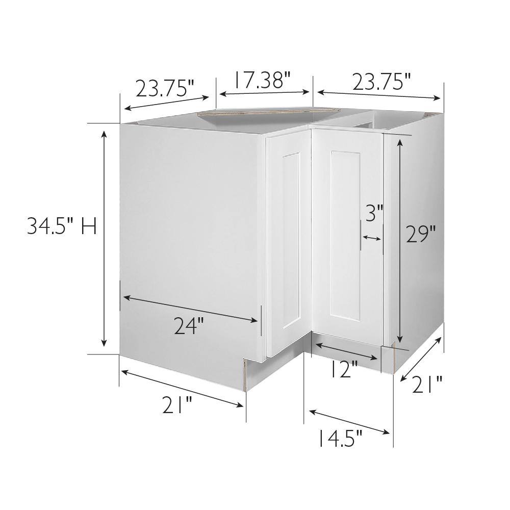 Design House Brookings Solid Wood Assembled Shaker 36 in. x 34.5 in. x 24 in. 2 Door Lazy Susan Corner Kitchen Cabinet LS36 in White