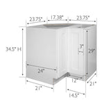 Design House Brookings Solid Wood Assembled Shaker 36 in. x 34.5 in. x 24 in. 2 Door Lazy Susan Corner Kitchen Cabinet LS36 in White