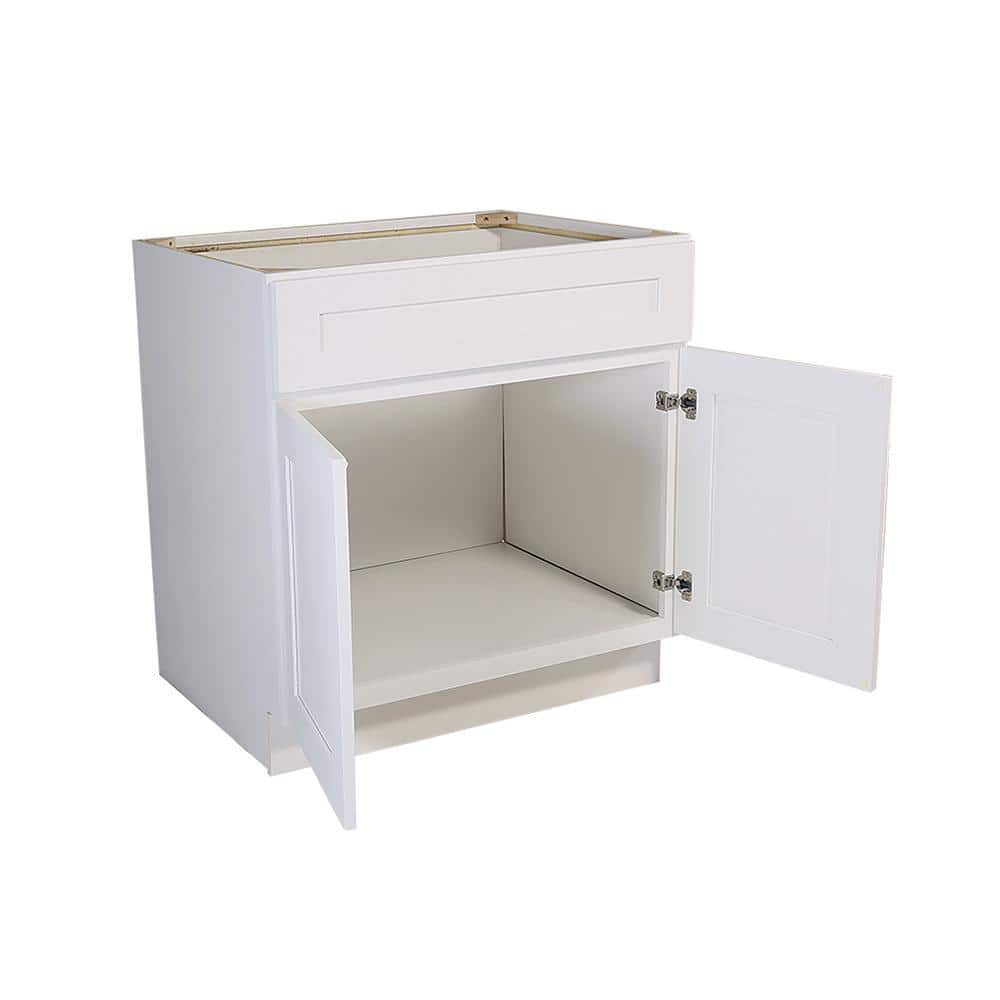 Design House Brookings Solid Wood Assembled Shaker 42 in. x 34.5 in. x 24 in. 2 Door Sink Base Kitchen Cabinet SB42 in White
