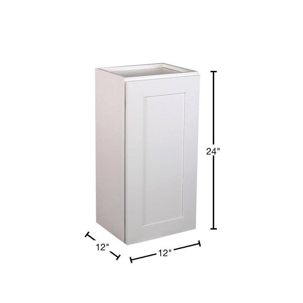 Design House Brookings Shaker 12in.W x 12in.D x 24in.H Solid Wood Assembled Wall Kitchen Cabinet in Painted White w\ Soft Close Door