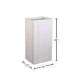 Design House Brookings Shaker 12in.W x 12in.D x 24in.H Solid Wood Assembled Wall Kitchen Cabinet in Painted White w\ Soft Close Door