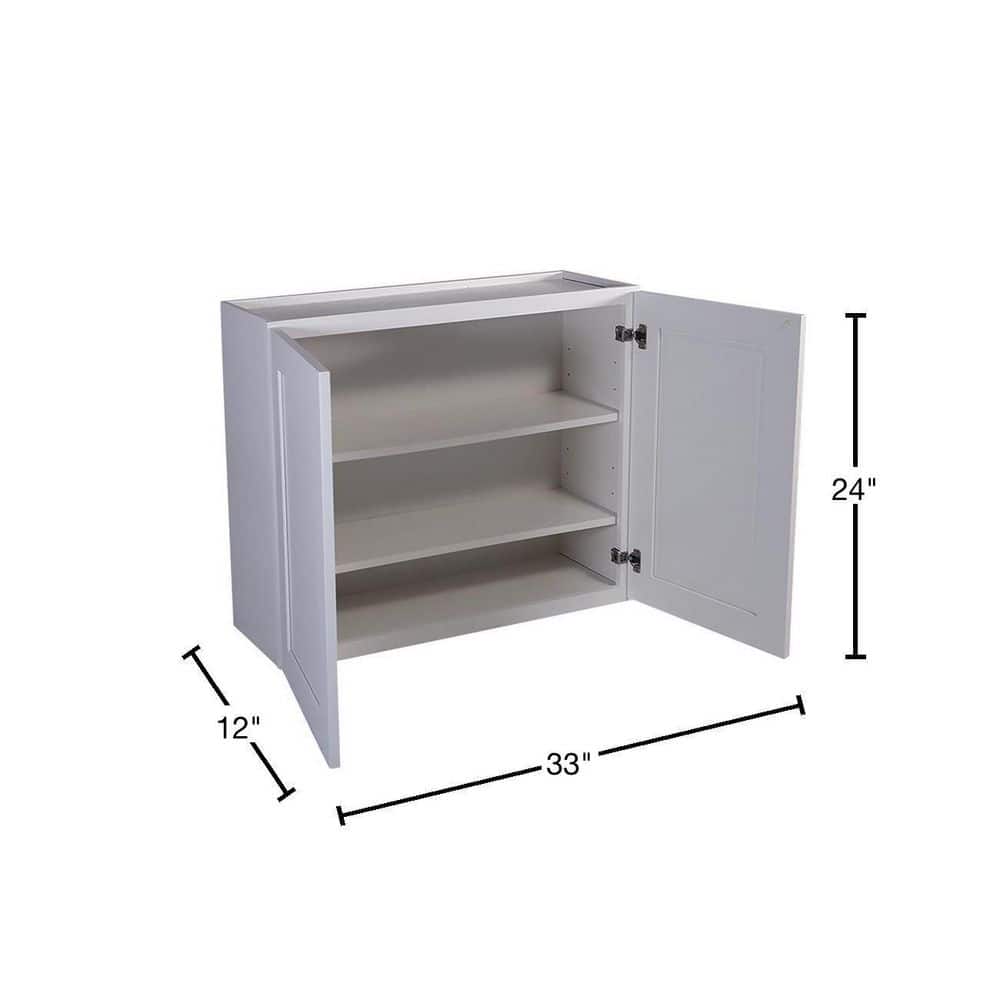 Design House Brookings Solid Wood Assembled Shaker 33 in. x 24 in. x 12 in. 2 Door Wall Kitchen Cabinet W3324 in White