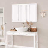 Design House Concord 48 in. W x 30 in. H Surface Mount Tri-View White Gloss Medicine Cabinet with Mirror