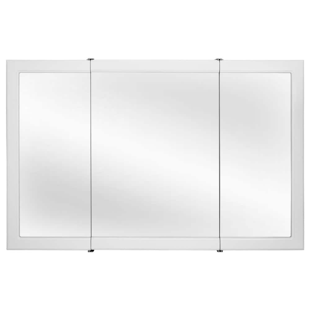 Design House Concord 48 in. W x 30 in. H Surface Mount Tri-View White Gloss Medicine Cabinet with Mirror