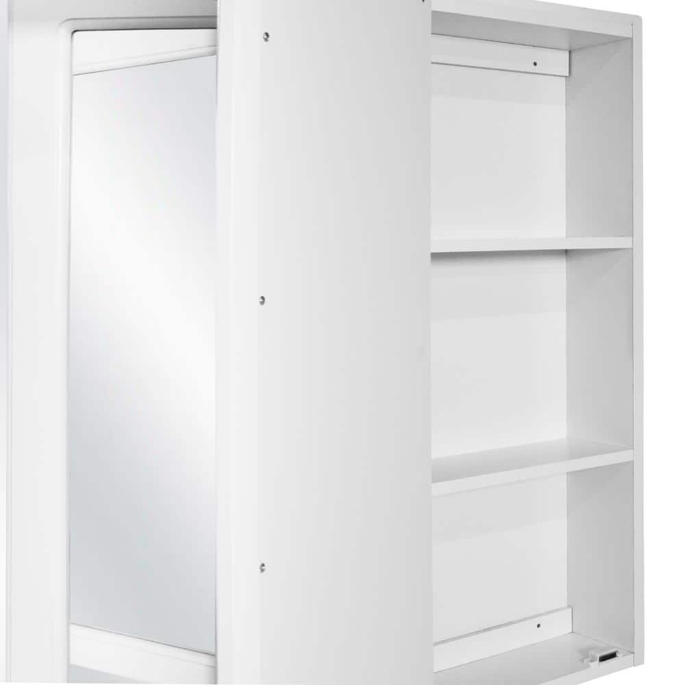 Design House Concord 48 in. W x 30 in. H Surface Mount Tri-View White Gloss Medicine Cabinet with Mirror