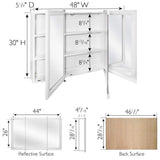 Design House Concord 48 in. W x 30 in. H Surface Mount Tri-View White Gloss Medicine Cabinet with Mirror
