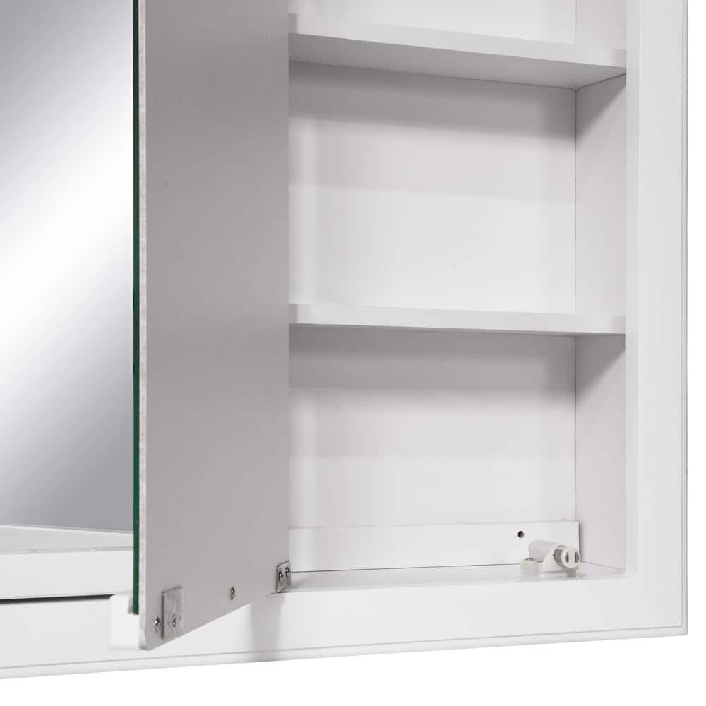 Design House Concord 36 in. W x 30 in. H x 5 in. D Framed 5-Light Tri-View Surface-Mount Bathroom Medicine Cabinet in White Gloss