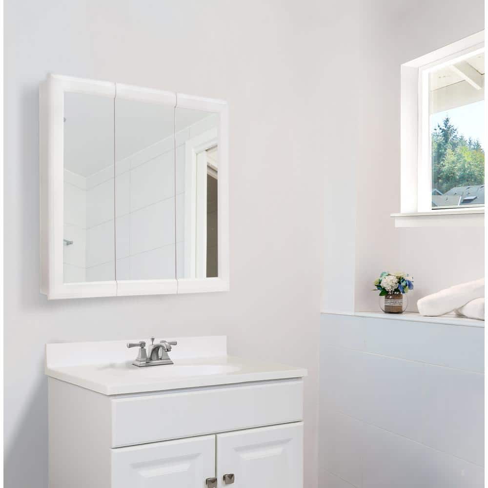 Design House Classic 24 in. x 24 in. x 4-3/4 in. Surface-Mount Tri-View Bathroom Medicine Cabinet in White