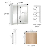 Design House Classic 24 in. x 24 in. x 4-3/4 in. Surface-Mount Tri-View Bathroom Medicine Cabinet in White